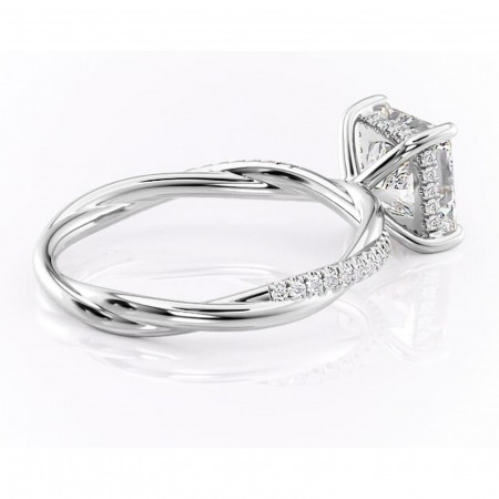 Inel de logodnă Sorrel din aur Alb 14kt cu moissanite tăietură princess – Montură pavé rafinată pentru profil înalt | Personalizează și configurează gratuit online [2]