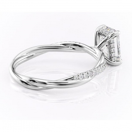 Inel de logodnă Sorrel din aur Alb 14kt cu moissanite tăietură radiantă – Montură pavé rafinată pentru profil înalt | Personalizează și configurează gratuit online [2]