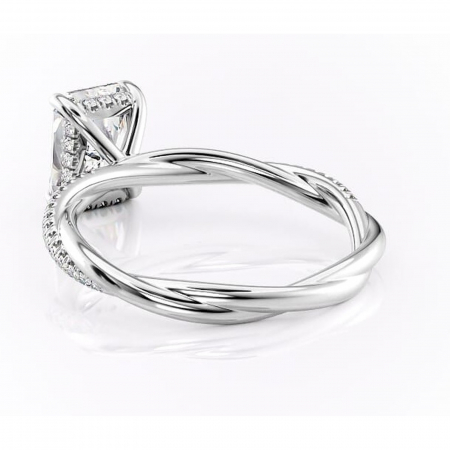 Inel de logodnă Sorrel din aur Alb 14kt cu moissanite tăietură radiantă – Montură pavé rafinată pentru profil înalt | Personalizează și configurează gratuit online [3]