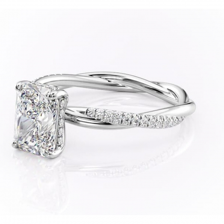 Inel de logodnă Sorrel din aur Alb 14kt cu moissanite tăietură radiantă – Montură pavé rafinată pentru profil înalt | Personalizează și configurează gratuit online [6]