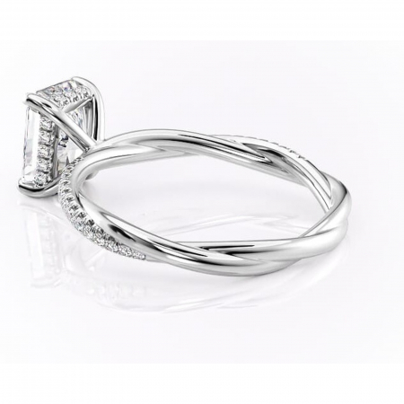 Inel de logodnă Sorrel din aur Alb 14kt cu moissanite tăietură radiantă – Montură pavé rafinată pentru profil înalt | Personalizează și configurează gratuit online [4]