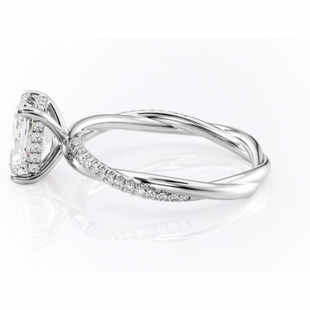 Inel de logodnă Sorrel din aur Alb 14kt cu moissanite tăietură radiantă – Montură pavé rafinată pentru profil înalt | Personalizează și configurează gratuit online [5]