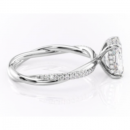 Inel de logodnă Sorrel din aur Alb 14kt cu moissanite tăietură radiantă – Montură pavé rafinată pentru profil înalt | Personalizează și configurează gratuit online [1]