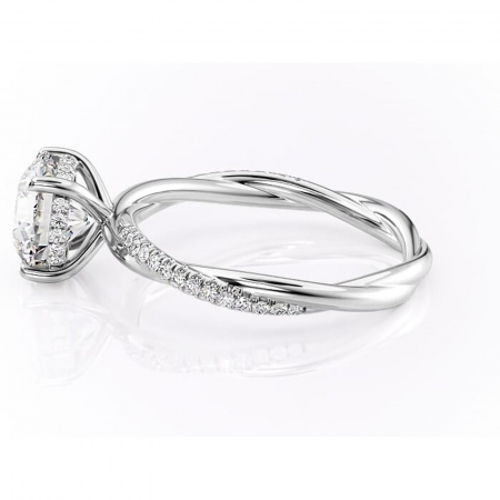 Inel de logodnă Sorrel din aur Alb 14kt cu moissanite tăietură rotundă – Montură pavé rafinată pentru profil înalt | Personalizează și configurează gratuit online [5]