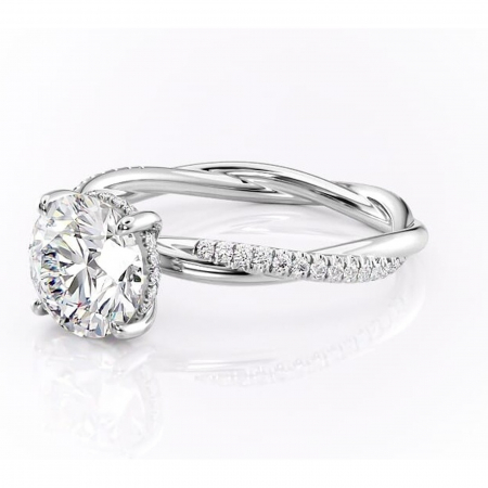 Inel de logodnă Sorrel din aur Alb 14kt cu moissanite tăietură rotundă – Montură pavé rafinată pentru profil înalt | Personalizează și configurează gratuit online [6]