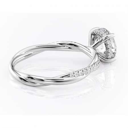 Inel de logodnă Sorrel din aur Alb 14kt cu moissanite tăietură rotundă – Montură pavé rafinată pentru profil înalt | Personalizează și configurează gratuit online [2]