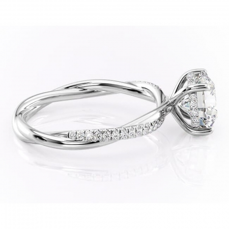 Inel de logodnă Sorrel din aur Alb 14kt cu moissanite tăietură rotundă – Montură pavé rafinată pentru profil înalt | Personalizează și configurează gratuit online [1]