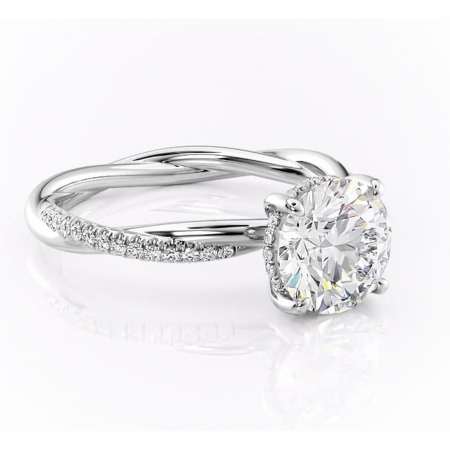 Halo - Inel de logodnă Sorrel din aur Alb 14kt cu moissanite tăietură rotundă – Montură pavé rafinată pentru profil înalt | Personalizează și configurează gratuit online