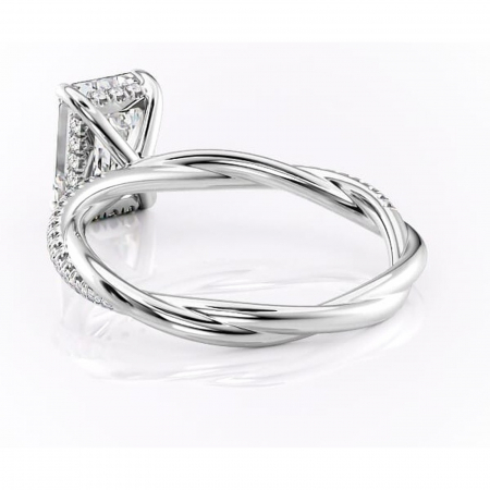 Inel de logodnă Sorrel din aur Alb 14kt cu moissanite tăietură smarald – Montură pavé rafinată pentru profil înalt | Personalizează și configurează gratuit online [3]