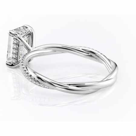 Inel de logodnă Sorrel din aur Alb 14kt cu moissanite tăietură smarald – Montură pavé rafinată pentru profil înalt | Personalizează și configurează gratuit online [4]