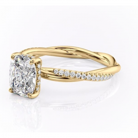 Inel de logodnă Sorrel din aur Galben 14kt cu moissanite tăietură pernă – Montură pavé rafinată pentru profil înalt | Personalizează și configurează gratuit online [6]