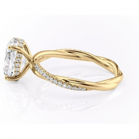 Inel de logodnă Sorrel din aur Galben 14kt cu moissanite tăietură ovală – Montură pavé rafinată pentru profil înalt | Personalizează și configurează gratuit online [5]