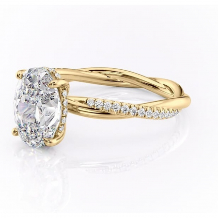 Inel de logodnă Sorrel din aur Galben 14kt cu moissanite tăietură ovală – Montură pavé rafinată pentru profil înalt | Personalizează și configurează gratuit online [6]