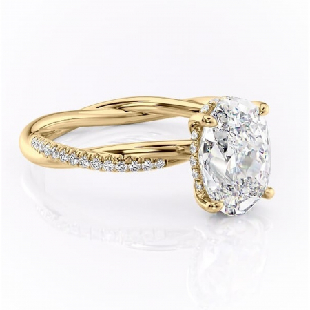 Ovală - Inel de logodnă Sorrel din aur Galben 18kt cu moissanite tăietură ovală – Montură pavé rafinată pentru profil înalt | Personalizează și configurează gratuit online