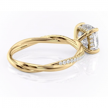 Inel de logodnă Sorrel din aur Galben 14kt cu moissanite tăietură pernă – Montură pavé rafinată pentru profil înalt | Personalizează și configurează gratuit online [2]