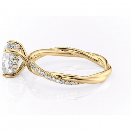 Inel de logodnă Sorrel din aur Galben 14kt cu moissanite tăietură pernă – Montură pavé rafinată pentru profil înalt | Personalizează și configurează gratuit online [5]