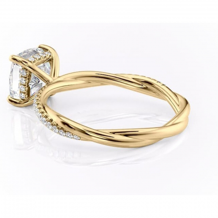 Inel de logodnă Sorrel din aur Galben 14kt cu moissanite tăietură pernă – Montură pavé rafinată pentru profil înalt | Personalizează și configurează gratuit online [4]