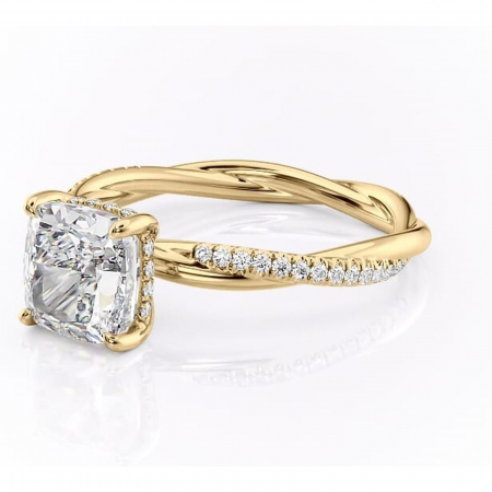 Inel de logodnă Sorrel din aur Galben 14kt cu moissanite tăietură pernă – Montură pavé rafinată pentru profil înalt | Personalizează și configurează gratuit online [6]