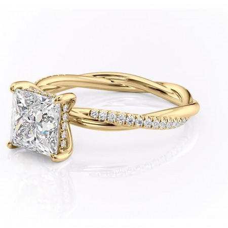 Inel de logodnă Sorrel din aur Galben 14kt cu moissanite tăietură princess – Montură pavé rafinată pentru profil înalt | Personalizează și configurează gratuit online [6]