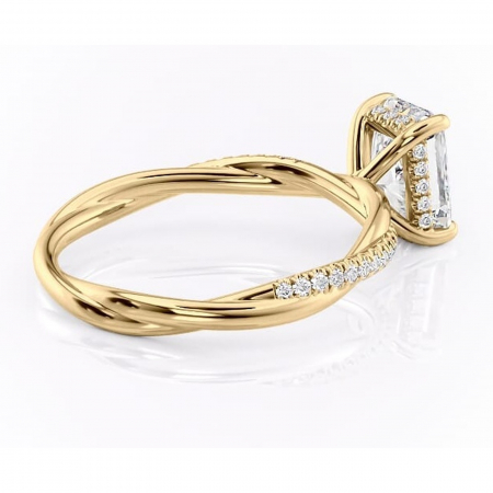 Inel de logodnă Sorrel din aur Galben 14kt cu moissanite tăietură radiantă – Montură pavé rafinată pentru profil înalt | Personalizează și configurează gratuit online [2]