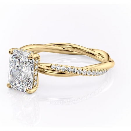 Inel de logodnă Sorrel din aur Galben 14kt cu moissanite tăietură radiantă – Montură pavé rafinată pentru profil înalt | Personalizează și configurează gratuit online [6]