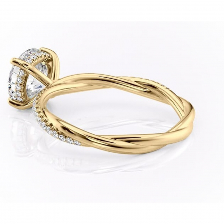 Inel de logodnă Sorrel din aur Galben 14kt cu moissanite tăietură rotundă – Montură pavé rafinată pentru profil înalt | Personalizează și configurează gratuit online [4]