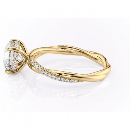 Inel de logodnă Sorrel din aur Galben 14kt cu moissanite tăietură rotundă – Montură pavé rafinată pentru profil înalt | Personalizează și configurează gratuit online [5]