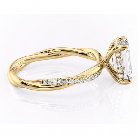 Inel de logodnă Sorrel din aur Galben 14kt cu moissanite tăietură smarald – Montură pavé rafinată pentru profil înalt | Personalizează și configurează gratuit online [1]