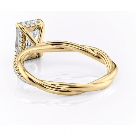 Inel de logodnă Sorrel din aur Galben 14kt cu moissanite tăietură smarald – Montură pavé rafinată pentru profil înalt | Personalizează și configurează gratuit online [3]