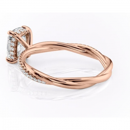 Inel de logodnă Sorrel din aur Rose 14kt cu moissanite tăietură pernă – Montură pavé rafinată pentru profil înalt | Personalizează și configurează gratuit online [4]