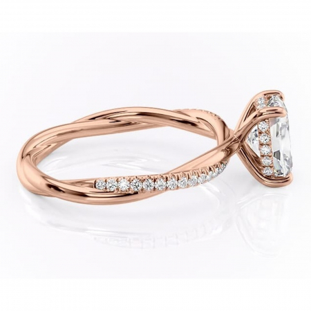 Inel de logodnă Sorrel din aur Rose 14kt cu moissanite tăietură pernă – Montură pavé rafinată pentru profil înalt | Personalizează și configurează gratuit online [1]