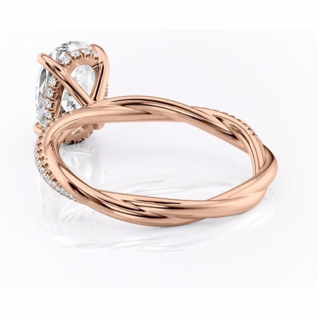 Inel de logodnă Sorrel din aur Rose 14kt cu moissanite tăietură ovală – Montură pavé rafinată pentru profil înalt | Personalizează și configurează gratuit online [3]