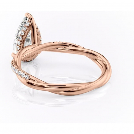 Inel de logodnă Sorrel din aur Rose 18kt cu moissanite tăietură pară – Montură pavé rafinată pentru profil înalt | Personalizează și configurează gratuit online [3]