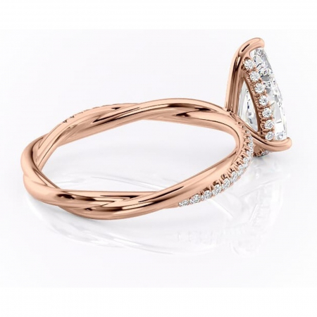 Inel de logodnă Sorrel din aur Rose 18kt cu moissanite tăietură pară – Montură pavé rafinată pentru profil înalt | Personalizează și configurează gratuit online [2]