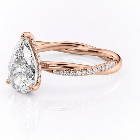 Inel de logodnă Sorrel din aur Rose 18kt cu moissanite tăietură pară – Montură pavé rafinată pentru profil înalt | Personalizează și configurează gratuit online [6]