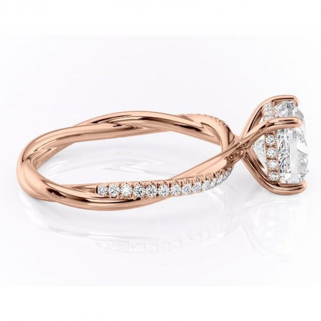 Inel de logodnă Sorrel din aur Rose 18kt cu moissanite tăietură pernă – Montură pavé rafinată pentru profil înalt | Personalizează și configurează gratuit online [1]