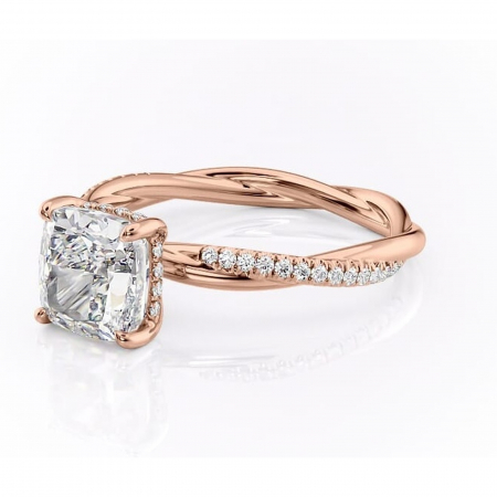 Inel de logodnă Sorrel din aur Rose 18kt cu moissanite tăietură pernă – Montură pavé rafinată pentru profil înalt | Personalizează și configurează gratuit online [6]