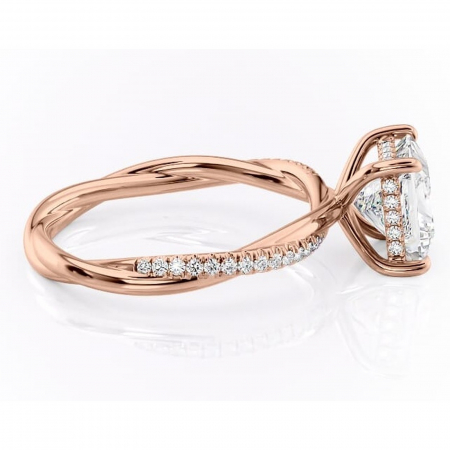 Inel de logodnă Sorrel din aur Rose 14kt cu moissanite tăietură princess – Montură pavé rafinată pentru profil înalt | Personalizează și configurează gratuit online [1]