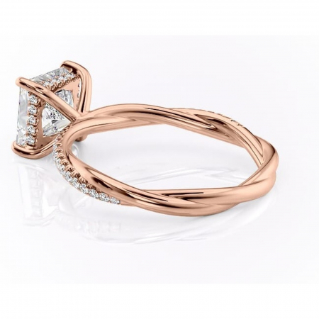 Inel de logodnă Sorrel din aur Rose 14kt cu moissanite tăietură princess – Montură pavé rafinată pentru profil înalt | Personalizează și configurează gratuit online [4]
