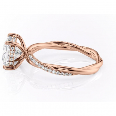 Inel de logodnă Sorrel din aur Rose 14kt cu moissanite tăietură princess – Montură pavé rafinată pentru profil înalt | Personalizează și configurează gratuit online [5]