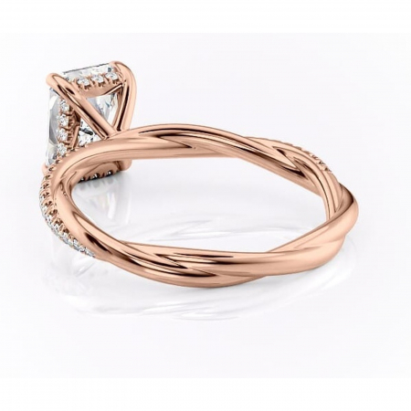 Inel de logodnă Sorrel din aur Rose 14kt cu moissanite tăietură radiantă – Montură pavé rafinată pentru profil înalt | Personalizează și configurează gratuit online [3]