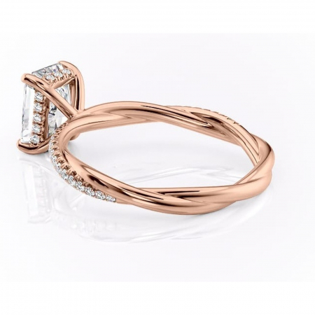 Inel de logodnă Sorrel din aur Rose 14kt cu moissanite tăietură radiantă – Montură pavé rafinată pentru profil înalt | Personalizează și configurează gratuit online [4]