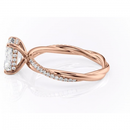 Inel de logodnă Sorrel din aur Rose 14kt cu moissanite tăietură radiantă – Montură pavé rafinată pentru profil înalt | Personalizează și configurează gratuit online [5]