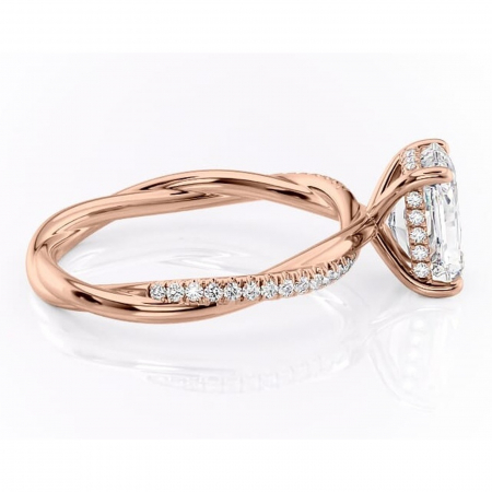 Inel de logodnă Sorrel din aur Rose 14kt cu moissanite tăietură radiantă – Montură pavé rafinată pentru profil înalt | Personalizează și configurează gratuit online [1]