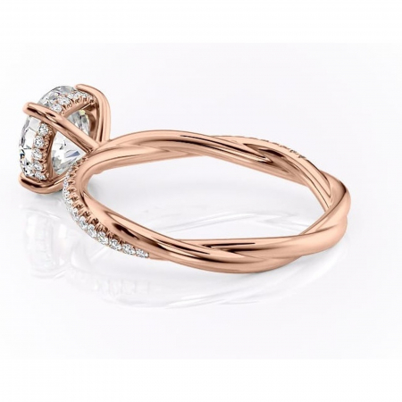 Inel de logodnă Sorrel din aur Rose 14kt cu moissanite tăietură rotundă – Montură pavé rafinată pentru profil înalt | Personalizează și configurează gratuit online [4]