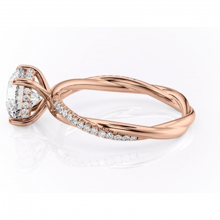 Inel de logodnă Sorrel din aur Rose 14kt cu moissanite tăietură rotundă – Montură pavé rafinată pentru profil înalt | Personalizează și configurează gratuit online [5]