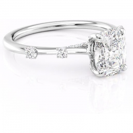 18K - Inel de logodnă Talia din aur Alb 14kt cu moissanite tăietură asscher – Pietre laterale rafinată pentru profil înalt | Personalizează și configurează gratuit online