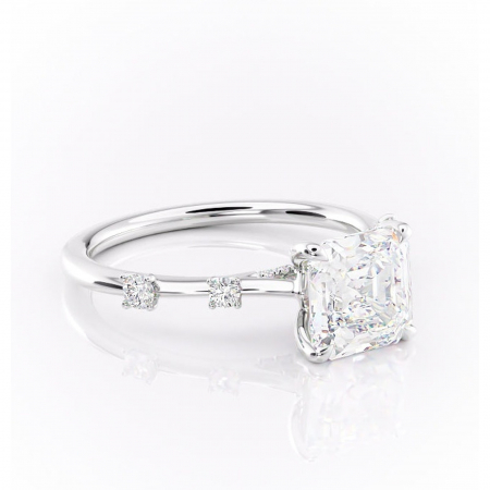 Asscher - Inel de logodnă Talia din aur Alb 14kt cu moissanite tăietură asscher – Pietre laterale rafinată pentru profil înalt | Personalizează și configurează gratuit online