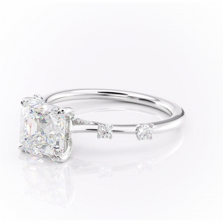 Inel de logodnă Talia din aur Alb 14kt cu moissanite tăietură asscher – Pietre laterale rafinată pentru profil înalt | Personalizează și configurează gratuit online [6]