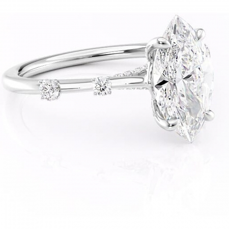Marquise - Inel de logodnă Talia din aur Alb 14kt cu moissanite tăietură marquise – Pietre laterale rafinată pentru profil înalt | Personalizează și configurează gratuit online